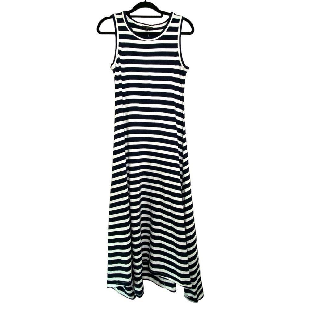 J. Crew Blue and White Striped Sleeveless Maxi Dress XS